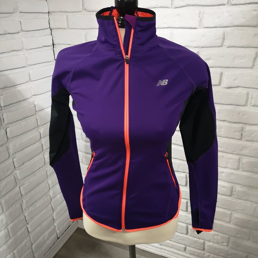New Balance Ladies Size Small Purple Black & Orange Full Zip Windbreaker